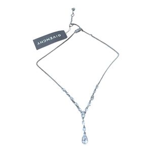 $58 Givenchy Women Silver Necklace Teardrop Crystal New